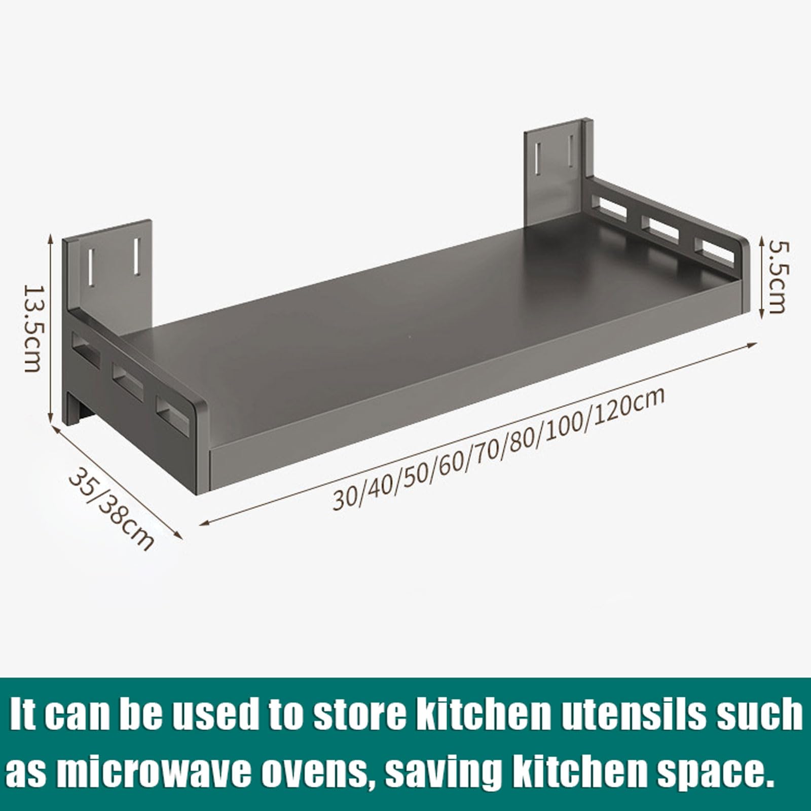 Estanteria Microondas Pared Soporte Microondas,Soporte de Pared para microondas,Estante de Almacenamiento Organizador de Cocina para el Hogar,para Horno,condimento,Utensilios de Cocina