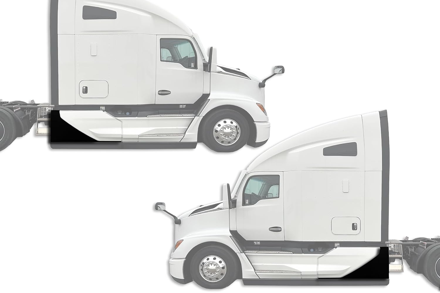 KOZAK Side Fairing Panels - Partial Skin Set Compatible with Kenworth T680 Next Gen 2022+ Right Passenger and Left Driver Side Includes Logo, 2x 22" Wipers, License Plate Frame and Vest