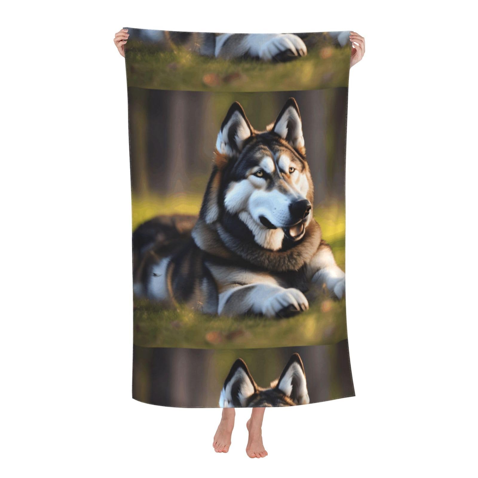 Cbaaghh Husky Dog Print Adult Beach Towels,Beach & Pool Towel,Beach Towels,Towels For Camping