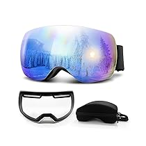 Trongle Maschera da Sci OTG Premium Unisex, Skibrille con 2 Lenti Magnetiche Intercambiabili, Antiappannamento Sferica, Protezione UV400, Comoda per Uomo, Donna e Giovani, Snowboard Goggles