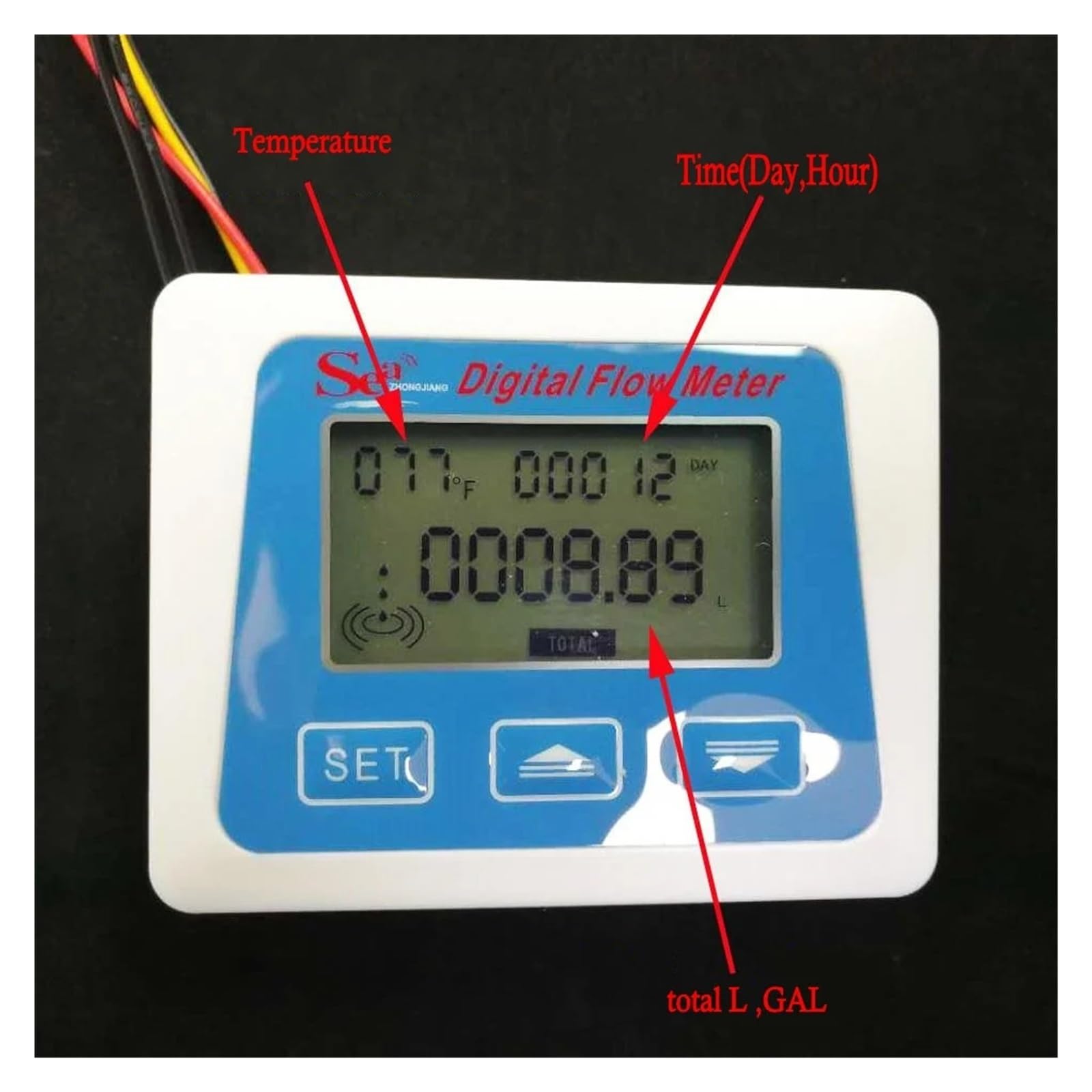 Medidor de Flujo de Agua Contador de Agua Digital, Sensor De Flujo G1/2, Medidor De Flujo Con Pantalla Digital, Medidor De Flujo, Totómetro Electrónico, Medidor De Agua, Tiempo De Temperatura Uso Inte