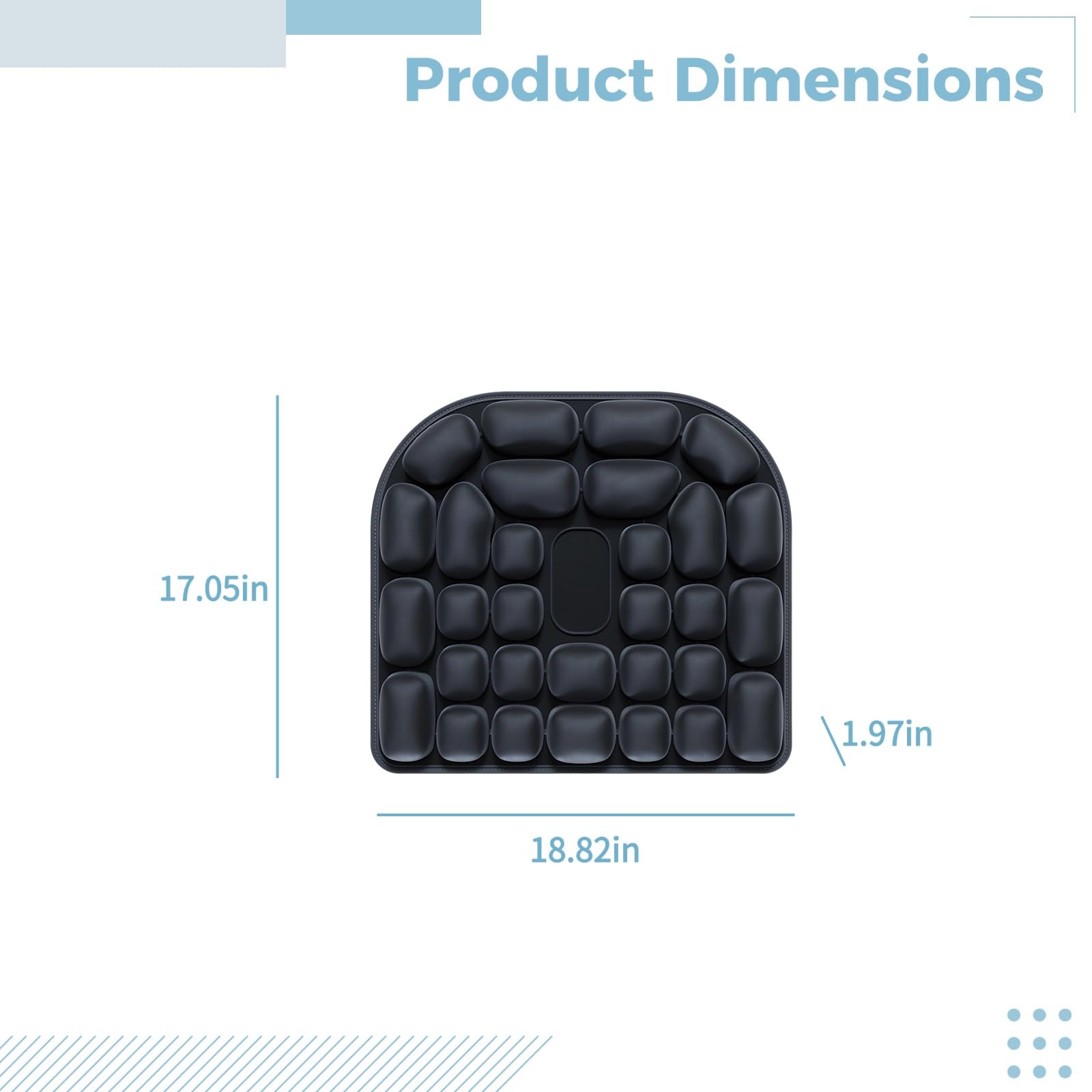 Cuscino per sedia da ufficio, ergonomico e gonfiabile, in TPU, per viaggi, supporto per la pressione e il coccige, design con riduzione della pressione, 47,8 x 43,2 x 5,1 cm, 47,8 x 43,3 x 5 cm