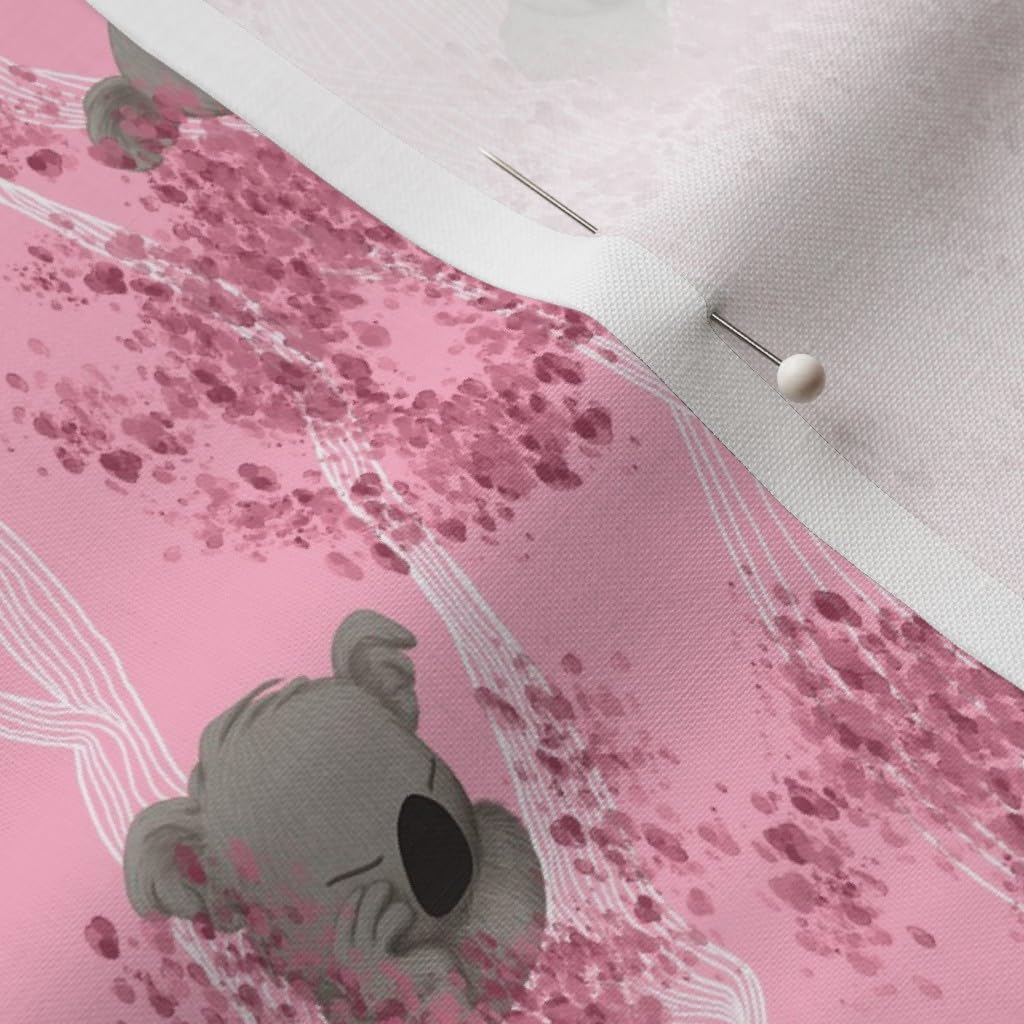 Spoonflower Fabric - Koala Bears Pink Eucalyptus Trees Background Bear Animal Printed on Petal Signature Cotton Fabric by The Yard - Sewing Quilting Apparel Crafts Decor