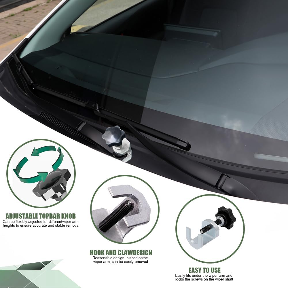 Car Windshield Wiper Arm Puller, Automotive Wiper Arm Removal Tool with Adjustable Knob, Carbon Steel Windscreen Wiper Arm Remover for Quick Disassembly & Installation, Universal Car Accessories