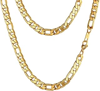 PROSTEEL 7mm Stainless Steel Chain, 7mm Curb Chain, 5mm Half Chain, Unisex, Hypoallergenic, Suitable for Sensitive Skin, 18", 20", 22", 24", 26"