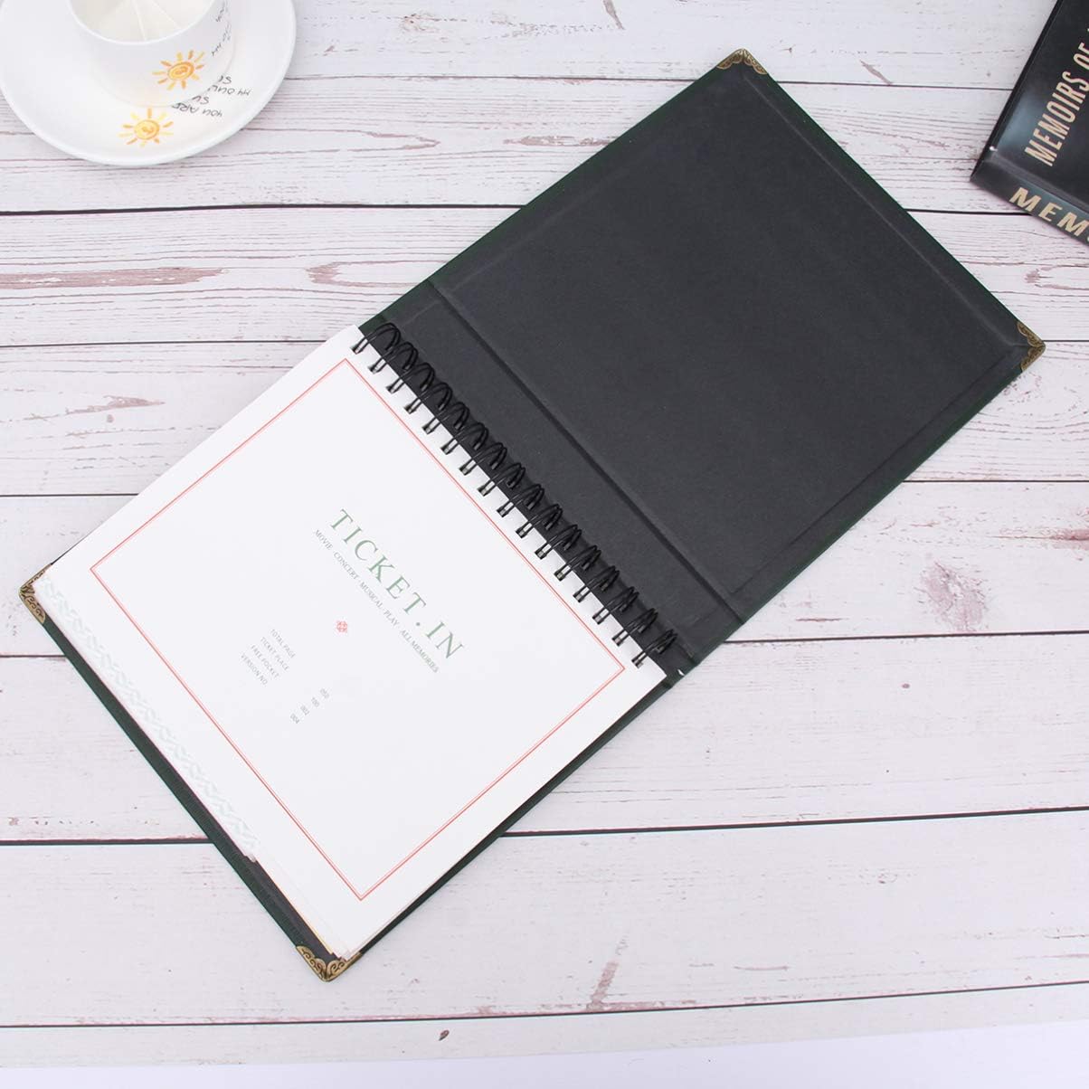 NUOBESTY Paper Memory Book, 22.3x21.5cm, Dark Green, Receipt and Ticket Album, Photo Memory Book, Wedding Album image 4