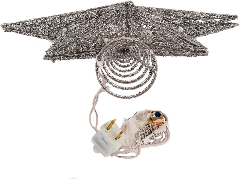Kurt Adler 10-Inch Silver Star Treetop with 20 Mini UL Lights