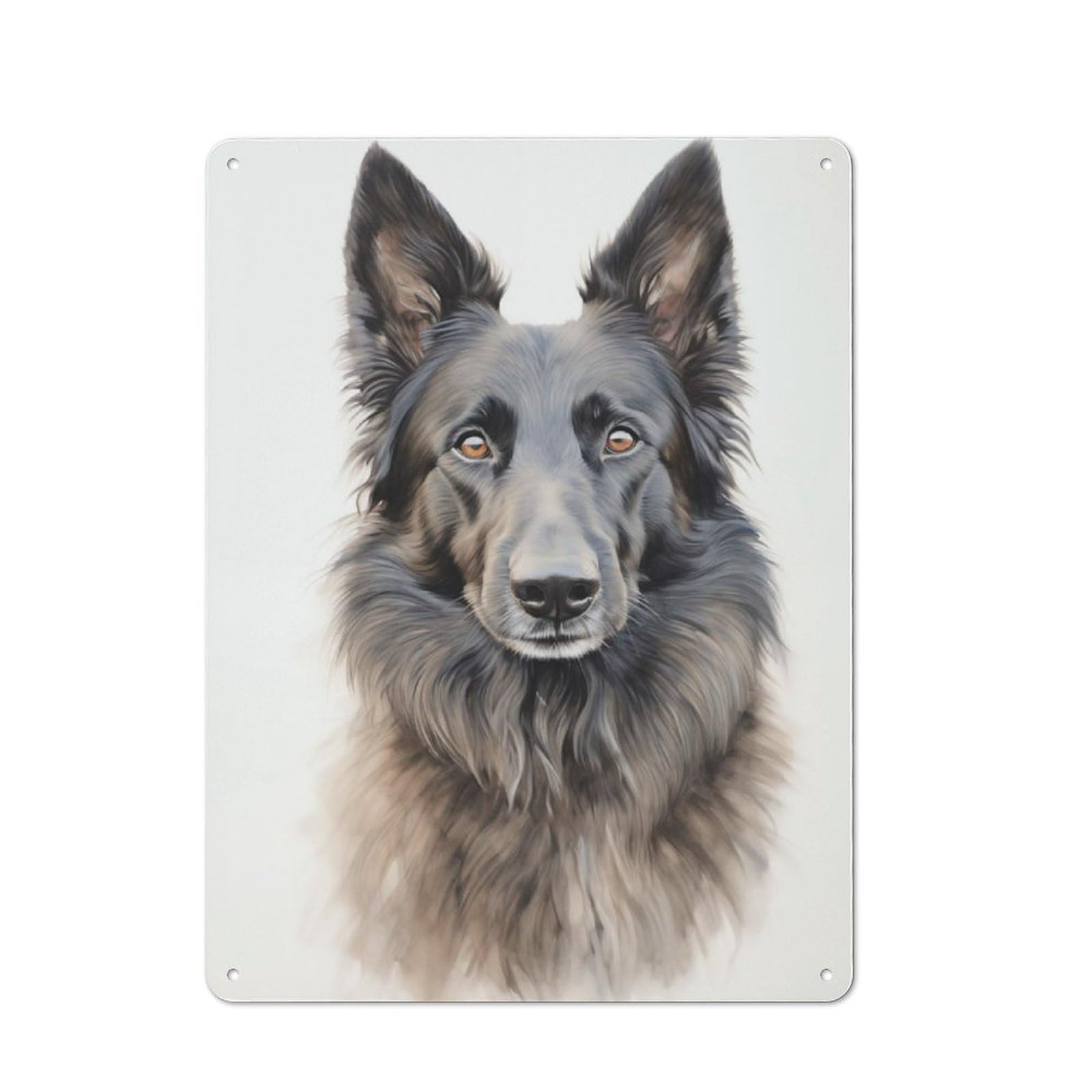 Junmoney Belgian Sheepdog Portrait Rustic Metal Sign 40X30cm For Café Or Restaurant, For Vintage Wall Decor Fans, For Living Room And Hallway Decor