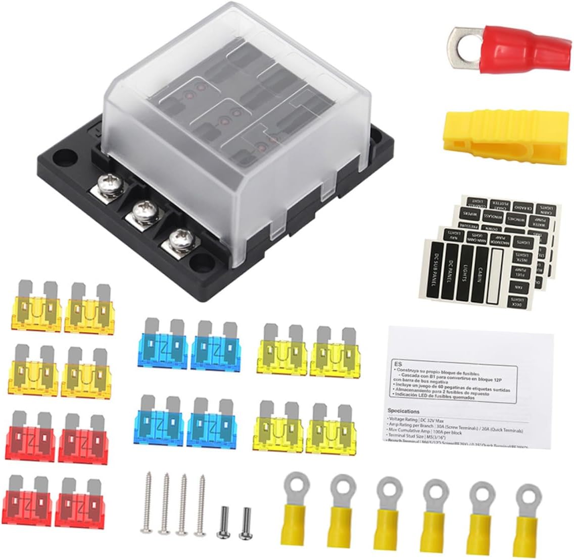 Way Fuse Box Automotive Rv Replacement Fuse Block Battery Terminal Holders