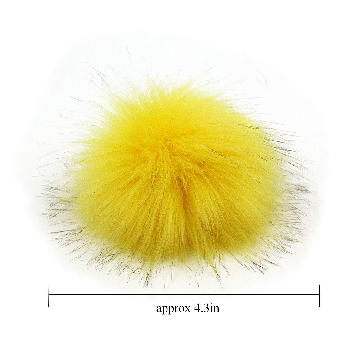 DIY 6pcs Knitting Hats Accessires-Faux Fake Fur Pom Pom Ball with Press Button 4.3 Inches (Natural)
