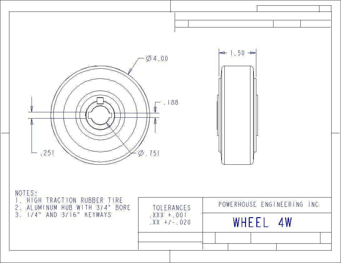 Drive Wheel with 3/4-Inch Keyed Aluminum Hub (4-Inch)