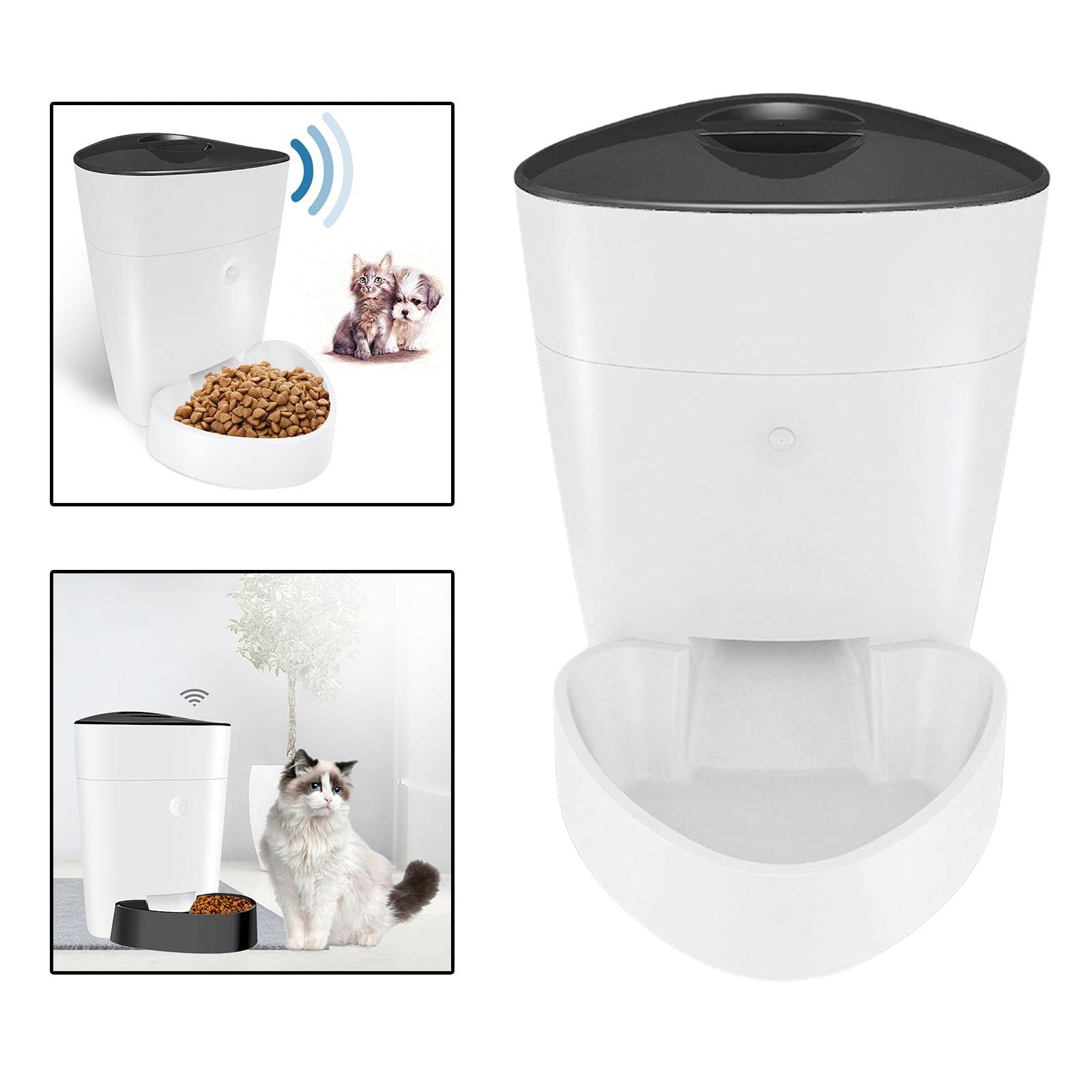 Alimentador Automático para Mascotas Dispensador de Comida Control Remoto Manual Temporizador Inteligente Grabadora de Voz Adecuado para Perros Gatos