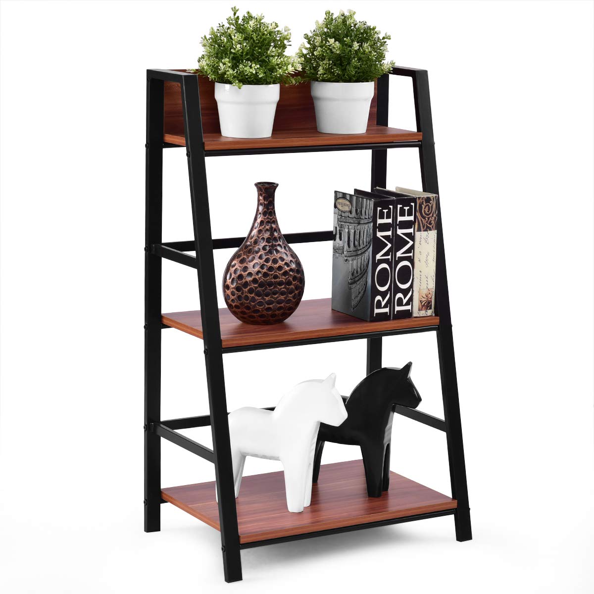 Buy TANGKULA 3Tier Ladder Shelf Home Office Bookshelf Plant Display