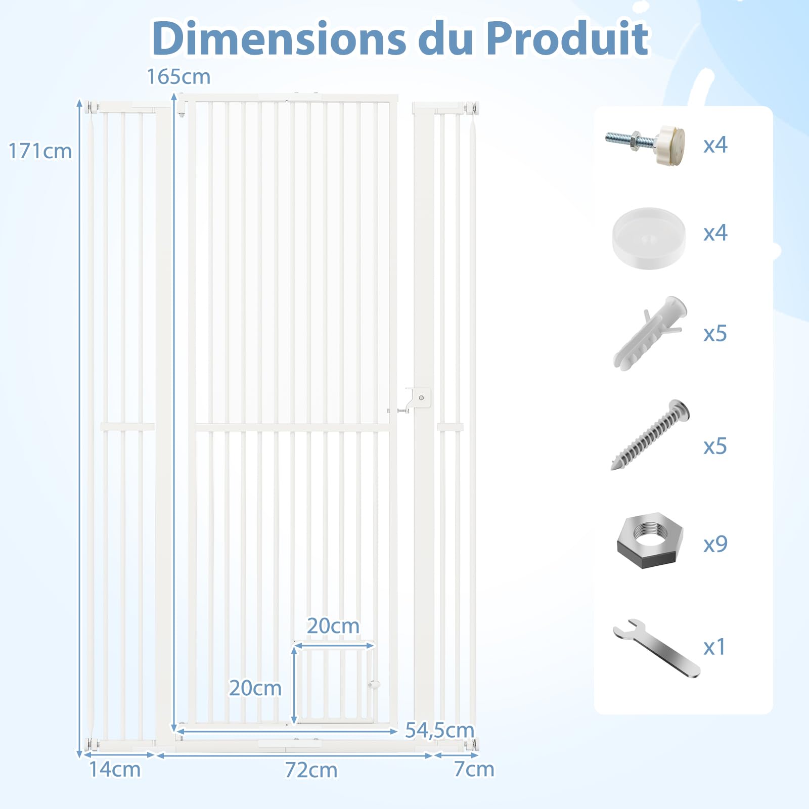 COSTWAY Barriere De Securite Chien, Barrière Chien Chat En Métal