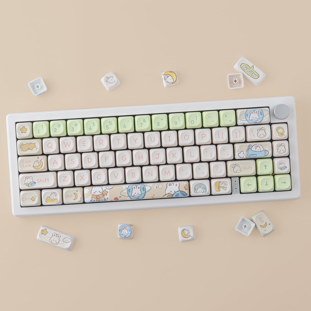 Keycap 143 Keys PBT Custom Keycaps Rabbit Cute Keycaps Set MOA Profile Keycap for Cherry Gateron MX Swithes Mechanical Keyboards, for Mac Windows PC Keyboard