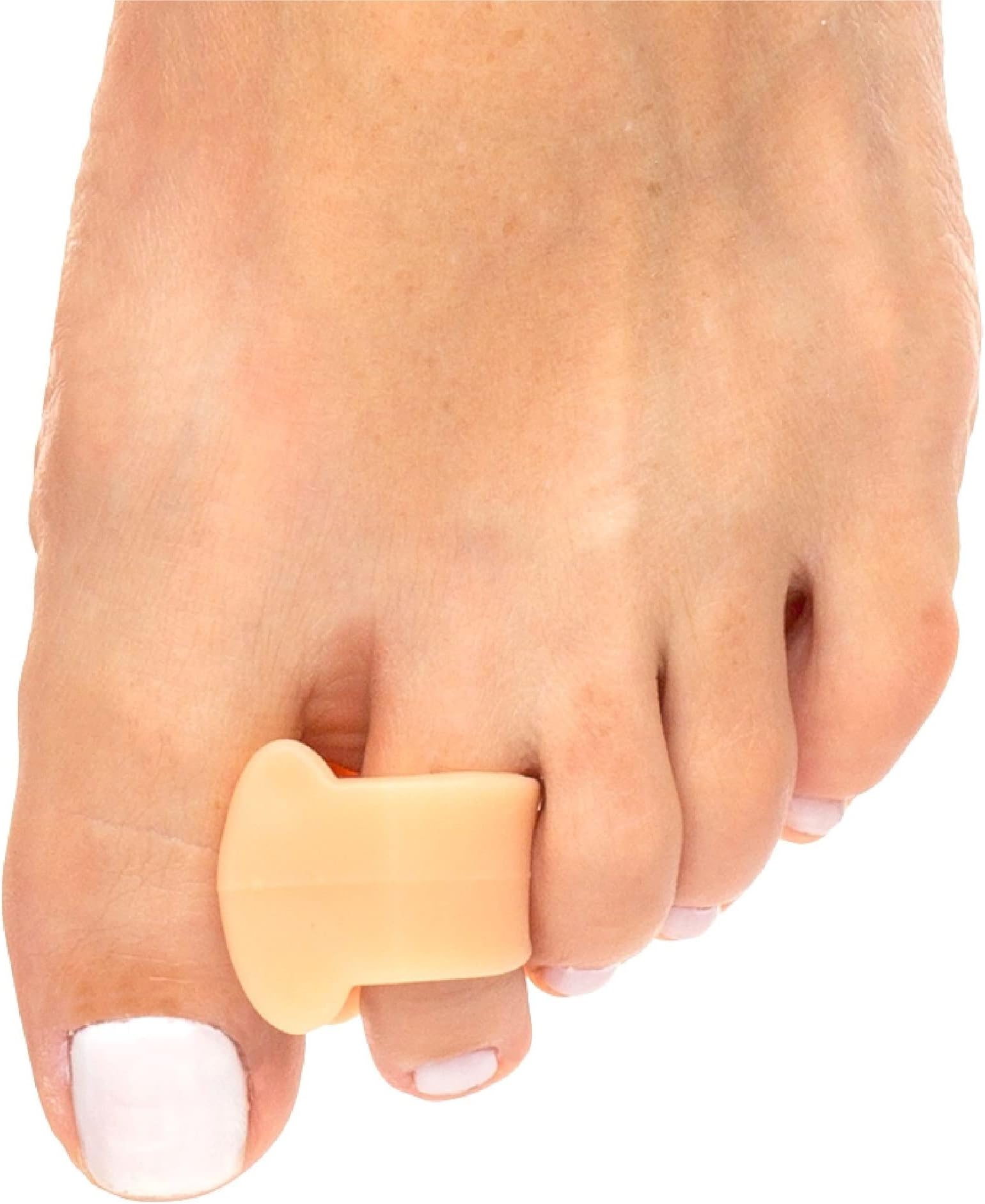 Gel Toe Separators for Overlapping Toes, Bunions, Big Toe Alignment, Corrector and Spacer - 4 Pack (Beige)