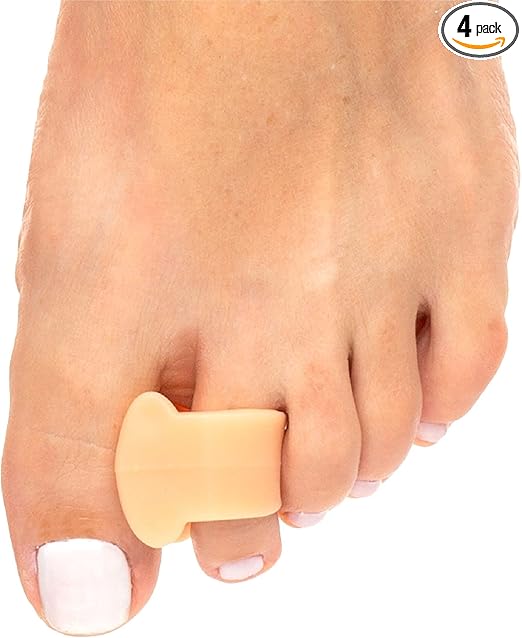 ZenToes Gel Toe Separators for Overlapping Toes, Bunions, Big Toe Alignment, Corrector and Spacer - 4 Pack (Beige)