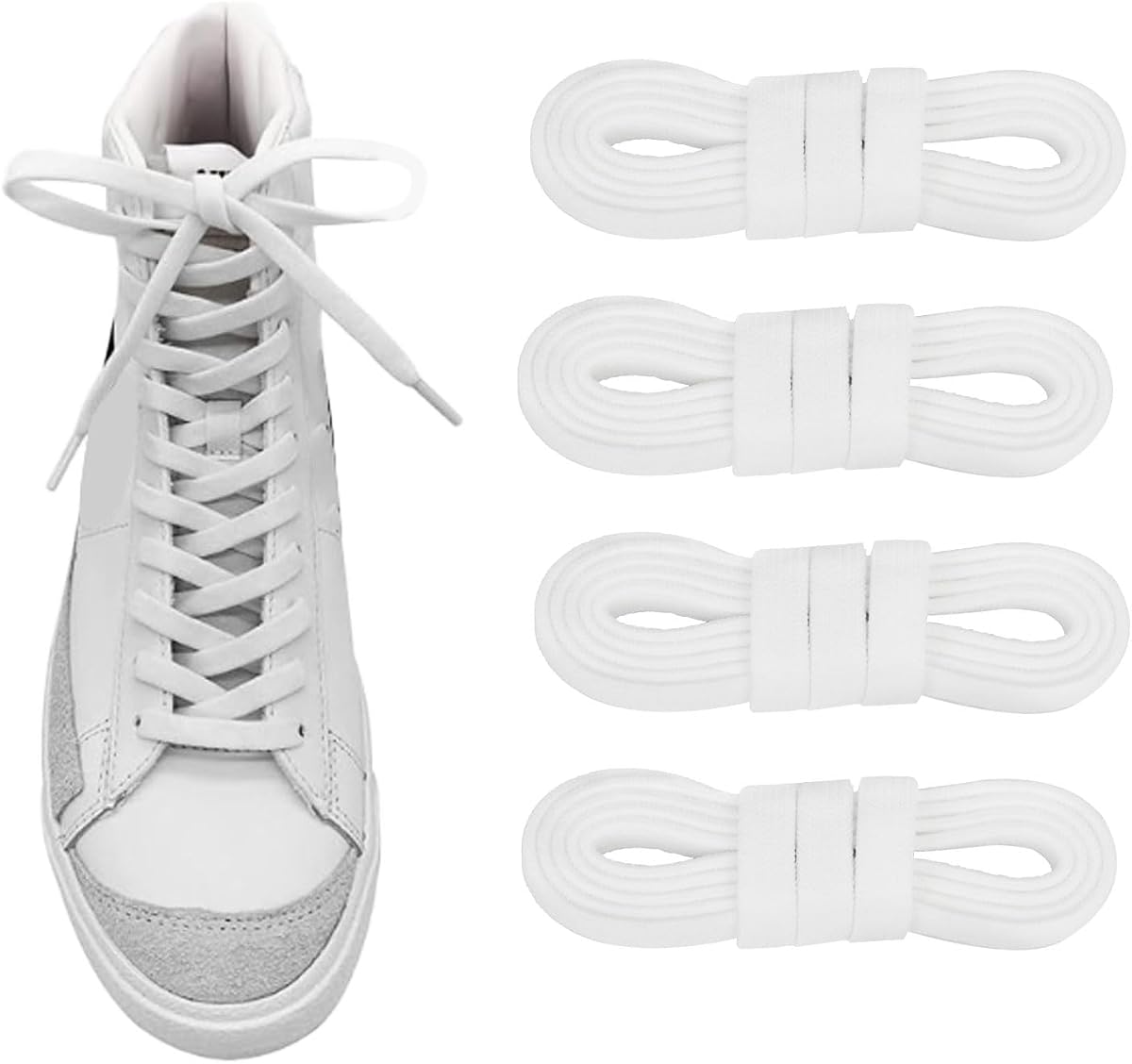 2 Pairs Elastic Shoelaces for Nike Blazer High Top, Stretch Replacement Flat Shoe Laces Strings for Sneaker