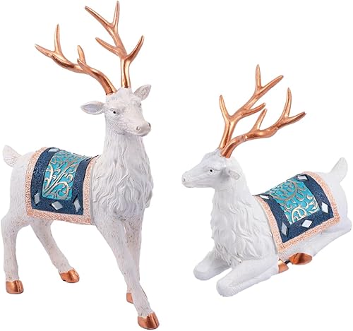 Abaodam 2 piezas de adorno de ciervo sika decoración de estatua de Navidad adorno de ciervo de pie figuras de reno de vacaciones decoraciones para