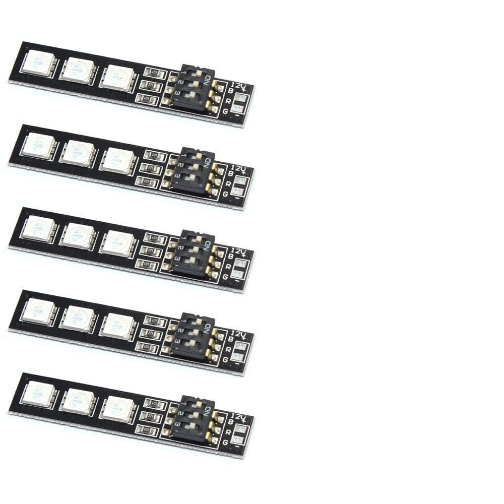 QwinOut 5Pcs RGB 5050 LED Light Board 5V /12V 7 Colors Switch for RC 250 Racing Drone DIY FPV Quadcopter Multicopter Helicopter Car Airplane (5V Version)