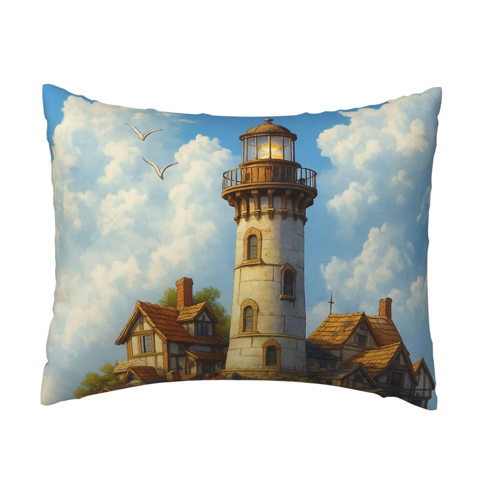 Retro Lighthouse Pillowcase Soft Plush with Zipper Decorative Pillowcovers 16x20 in