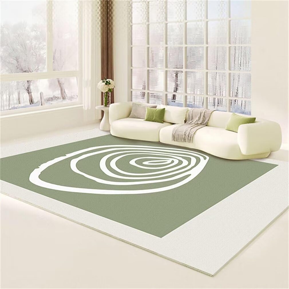 Tapis chambre ado et bébé vert 180x250cm lavable en machine au design épuré