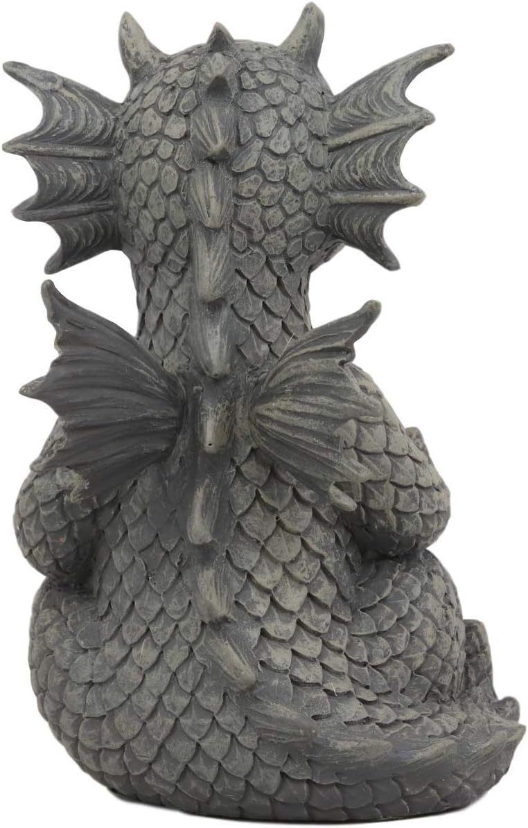 Ebros Whimsical Meditating Dragon Fists Inner Qi Strength Power Statue 5" Tall Faux Stone Resin Finish Fantasy Animated Dungeons and Dragons Welcome Guest Greeter Decor Figurine