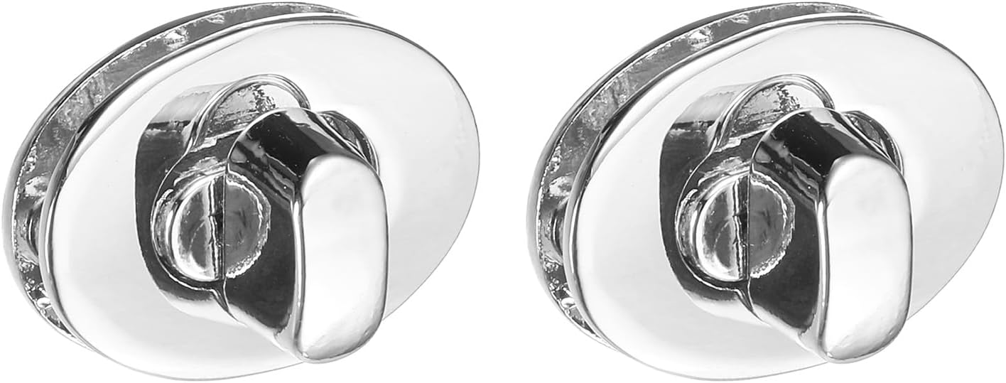 uxcell 2Pcs Twist Turn Lock Clasp, 24 x 16mm Closures Lock Fasteners for Purse Zinc Alloy Oval Bag Closure Clip Hardware Accessories for DIY Handbag Craft, Silver