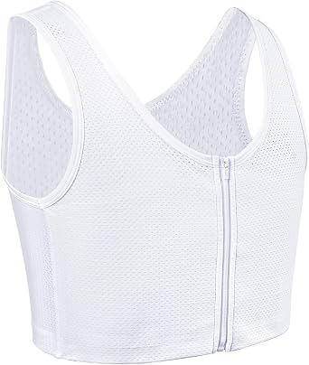 Chest Binder FTM Breathable Mesh Front Zipper Compression