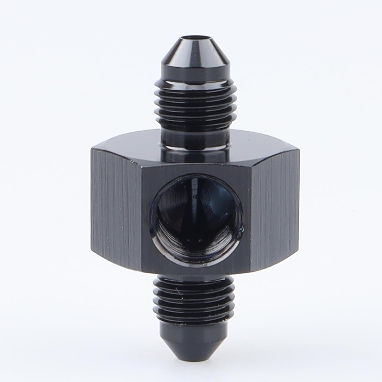 AC PERFORMANCE -6 AN Male to -6 AN Male Flare Fuel Pressure Take Off Fitting Adapter Union with 1/8 NPT Gauge Port Aluminum Blue