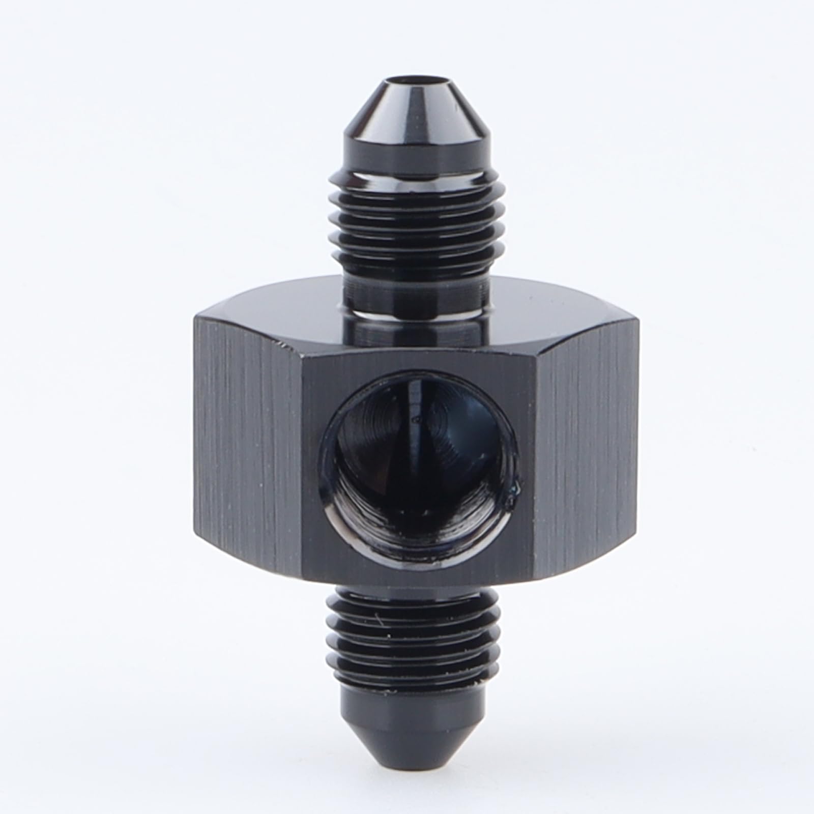 AC PERFORMANCE Black -3 AN Male to AN3 Male Flare Union Coupler Aluminum Fitting Adapter with 1/8" Npt Pressure Port