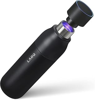 LARQ Bottle PureVis 25 oz - Self-Cleaning and Insulated Stainless Steel Water Bottle with UV Water Purifier and Award-winning Design | Reusable & Travel Friendly, Obsidian Black