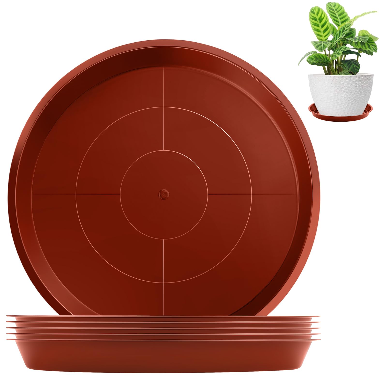 Ruytx 6 Pcs Plant Pot Saucers 38.5cm Plant Trays Terracotta for Garden Pots