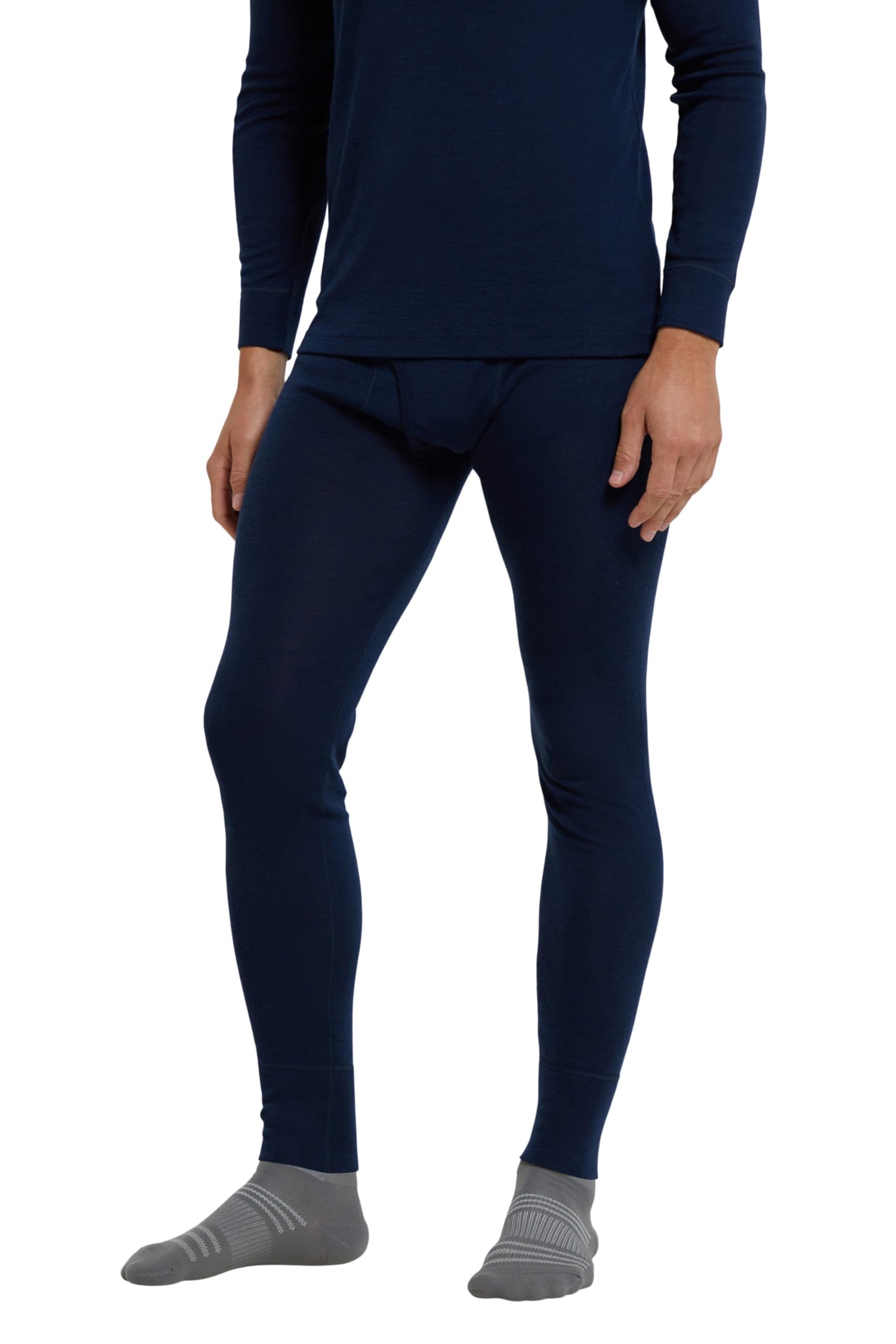 Mountain Warehouse Mens Merino Thermal Base Layer Trousers - Lightweight Mens Pants, Antibacterial, Breathable Bottoms - for Camping in Navy XXS