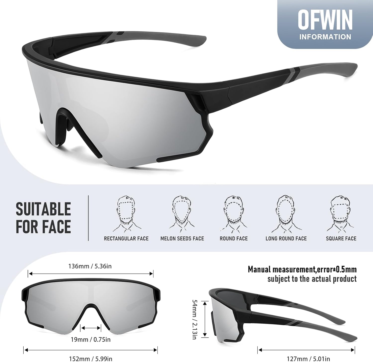 Polarized Sports Sunglasses for Men Women UV Protection Cycling Bike Running Wrap Around Sun Glasses - Image 3