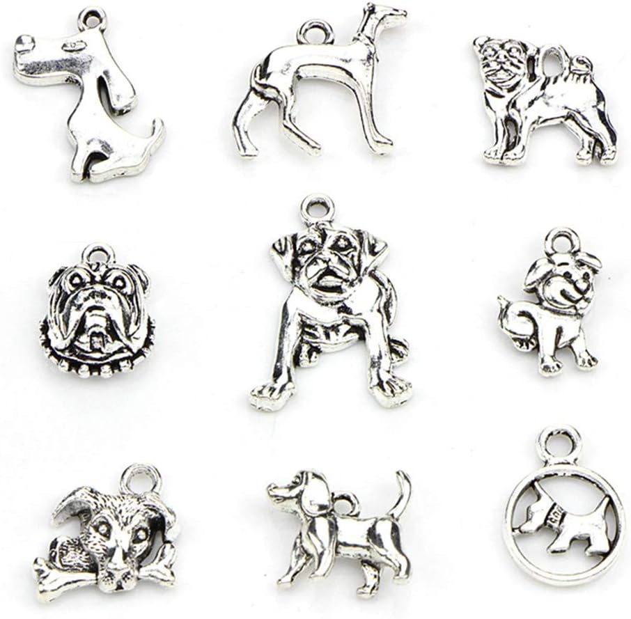 Assorted Dogs Pet Charm Pendant for DIY Jewelry Making Accessaries(30pcs,Antique Silver) image 2