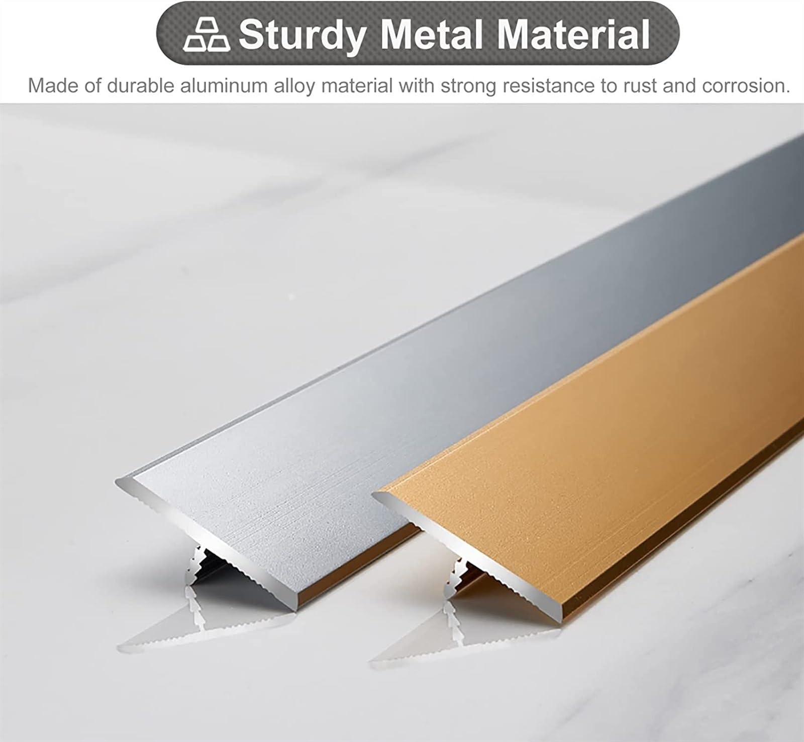 Profilo di Transizione, Striscia di Soglia, Rifinitura for bordi da pavimento a laminato in vinile, for la copertura di giunzioni tra piastrelle e legno, transizioni lisce(Silver)
