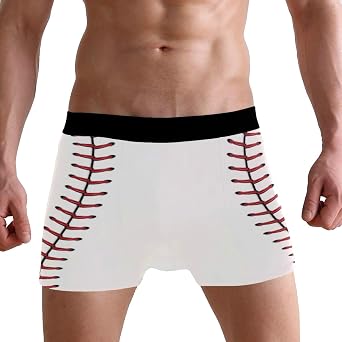 ベースボール レースプリント メンズ ボクサーブリーフ 下着 通気性 ストレッチ ボクサートランク ポーチ付き S-XL US サイズ: Medium カラー: ホワイト