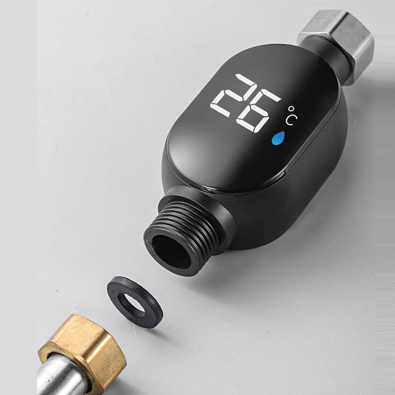 Duschthermometer, Wassertemperatursensor-Messgerät mit LED-Digitalanzeige, wasserdichtes Badezimmer-Zubehör für Küche, Wohnung, Hotel, Zuhause, Haushalt