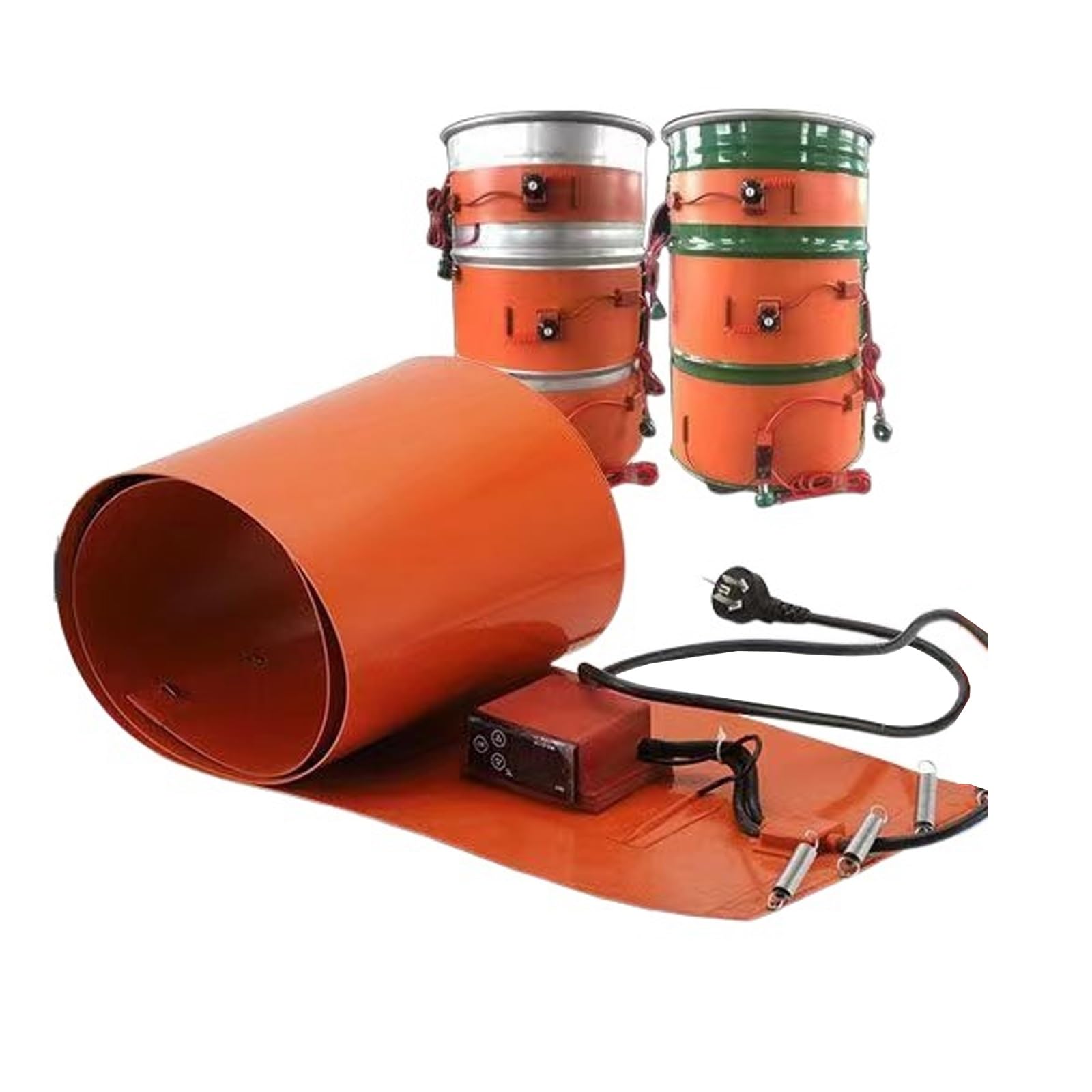 Taśma Grzewcza do Beczek Metalowych Z Termostatem Z Wyświetlaczem Cyfrowym, Izolacja Grzewcza do Beczek Silikonowych Z Grzałką, 220 V, do Stosowania W Rurociągach, Zbiornikach I Beczkach (30 L (8 Gal