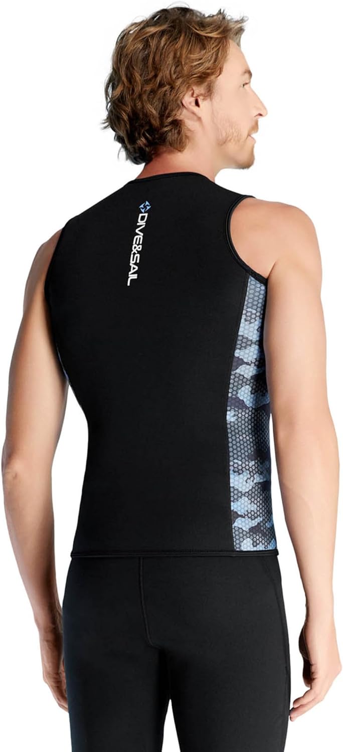 Men's 3mm Neoprene Wetsuit Top Sleeveless Zip-up Surfing Diving Suit for Swimming Kayaking Water Sports