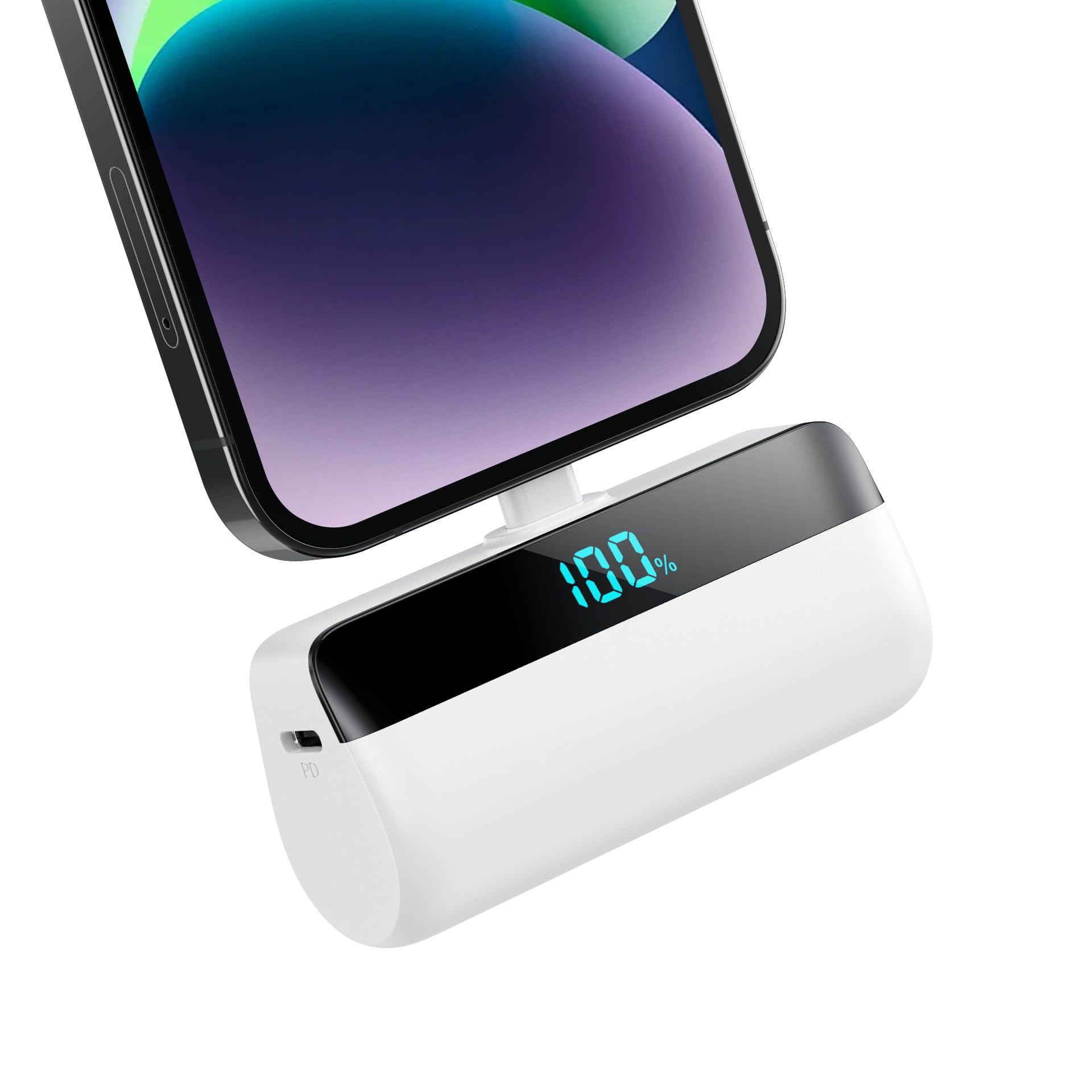 HHETPMini Portable Charger for iPhone 5200mAh, MFi Certified Power Bank 20W PD Fast Charging,Phone Charger LCD Display Battery Pack,Compatible with iPhone 14/14 Plus/13/12 11/XS/XR/X/8/7/6/5s-White