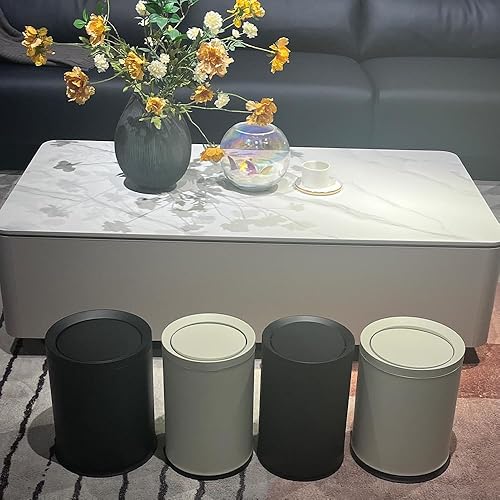 Miniatura 8 de Bote de basura negro de 2.4 galones con tapa, tapa oscilante, cubo doble, papelera pequeña, cubo de basura moderno para baño, dormitorio, oficina,