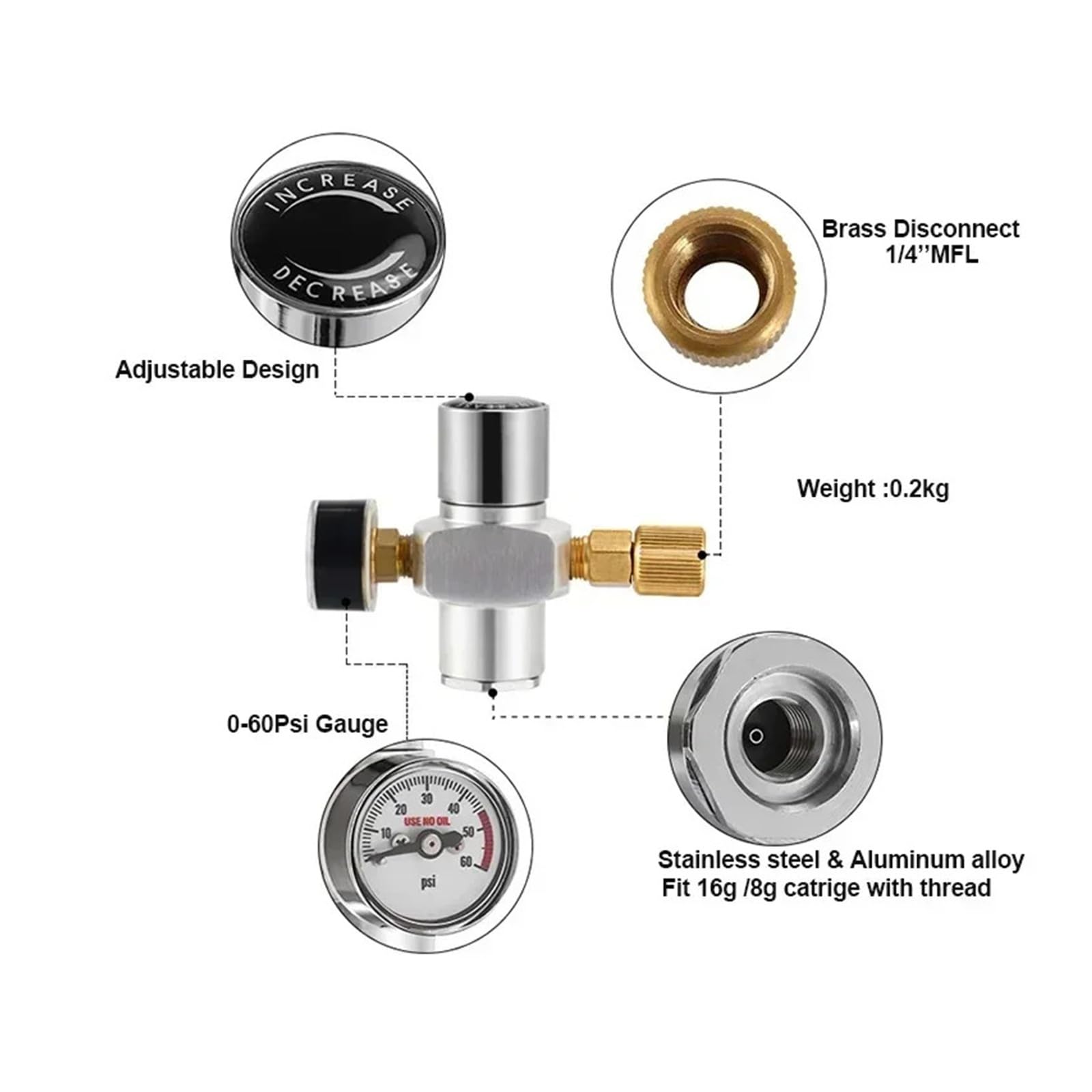 Kit de mini barril para elaboración casera de cerveza (barril de cerveza de 5 l, grifo ajustable, cargador de CO2 de 60 psi y lanza para barril de cerveza), desodorante para cerveza, accesorios par