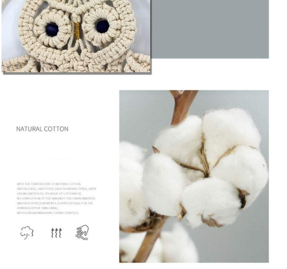 CHICIEVE Owls Dream Catchers Cotton Macrame Wall Hanging for Kids Bedroom Wall Decor 22" L X 11.6" W (Begie)
