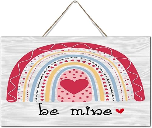 Miniatura 2 de Autravelco Letrero de madera envejecida con diseño de corazón rojo Be Mine en forma de corazón rojo vertical placa de madera 6 x 10 pulgadas Día de
