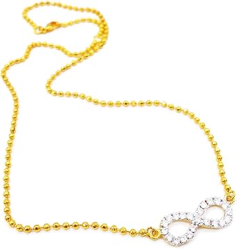 CZ Infinity Pendant Thai Baht Yellow Gold Plated Filled Necklace Jewelry for women 18 inch