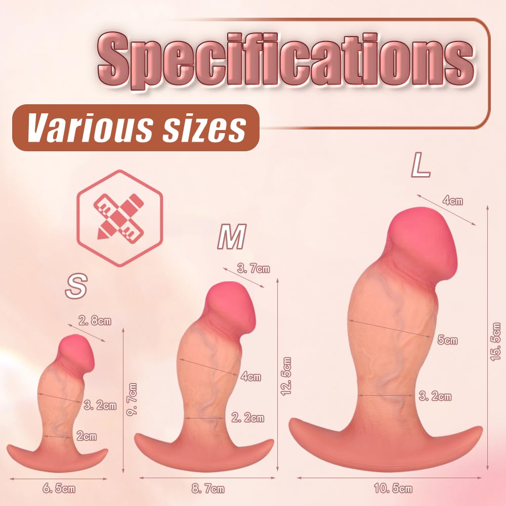Gienocy Realistic Big Glans AnalDildos, Silicone Anal Plugs Butt Plug Analplug Dildo Prostate Massage G-spot Stimulator Anal Games Trainer Adult Sex Toys for Beginner Advanced Players Outdoor Use ()