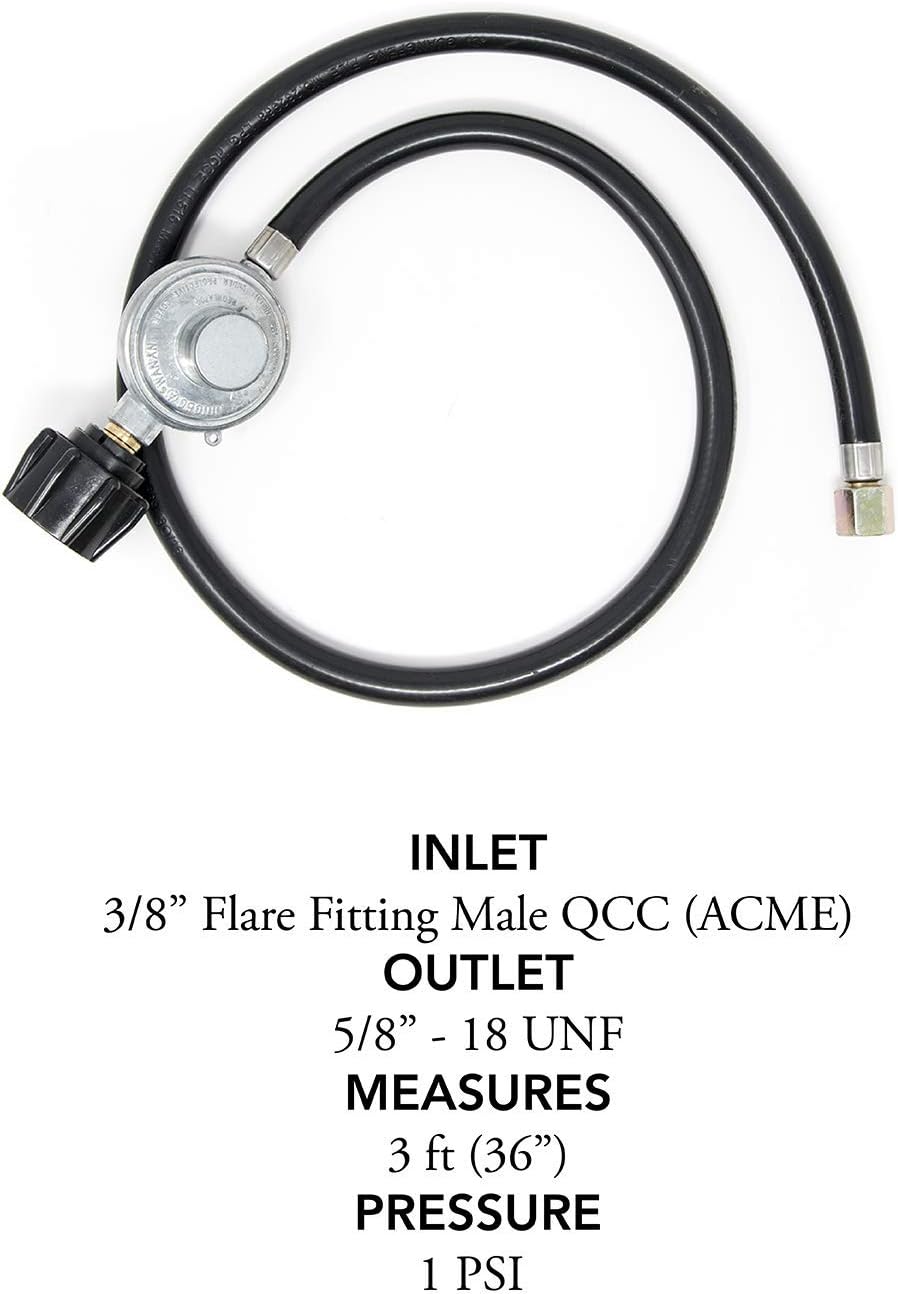 Gas One 2106 3 ft Regulator Fire Pit Grill Heater Propane Hose, 3 feet : Garden & Outdoor