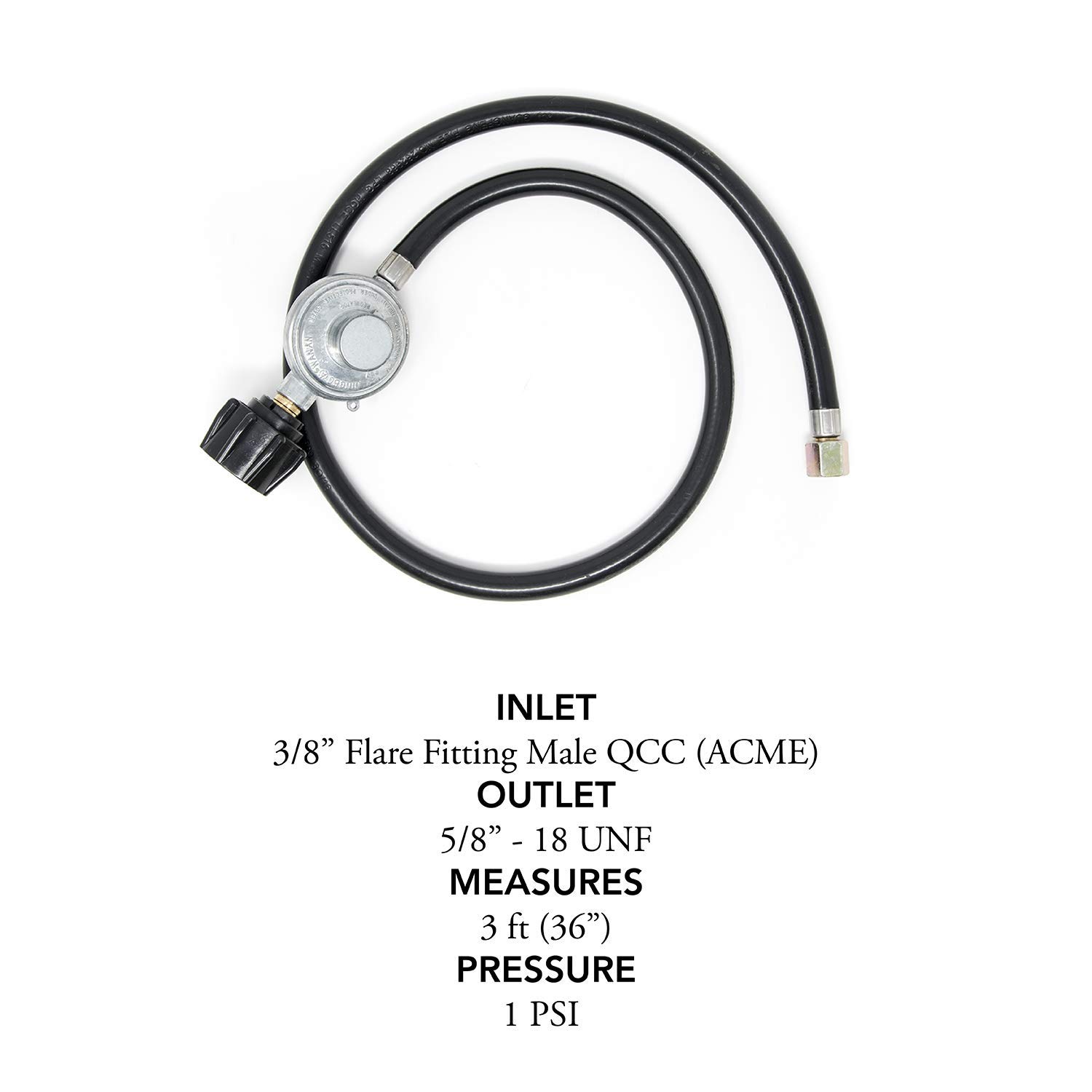 Gas One 2106 3 ft Regulator Fire Pit Grill Heater Propane Hose, 3 feet